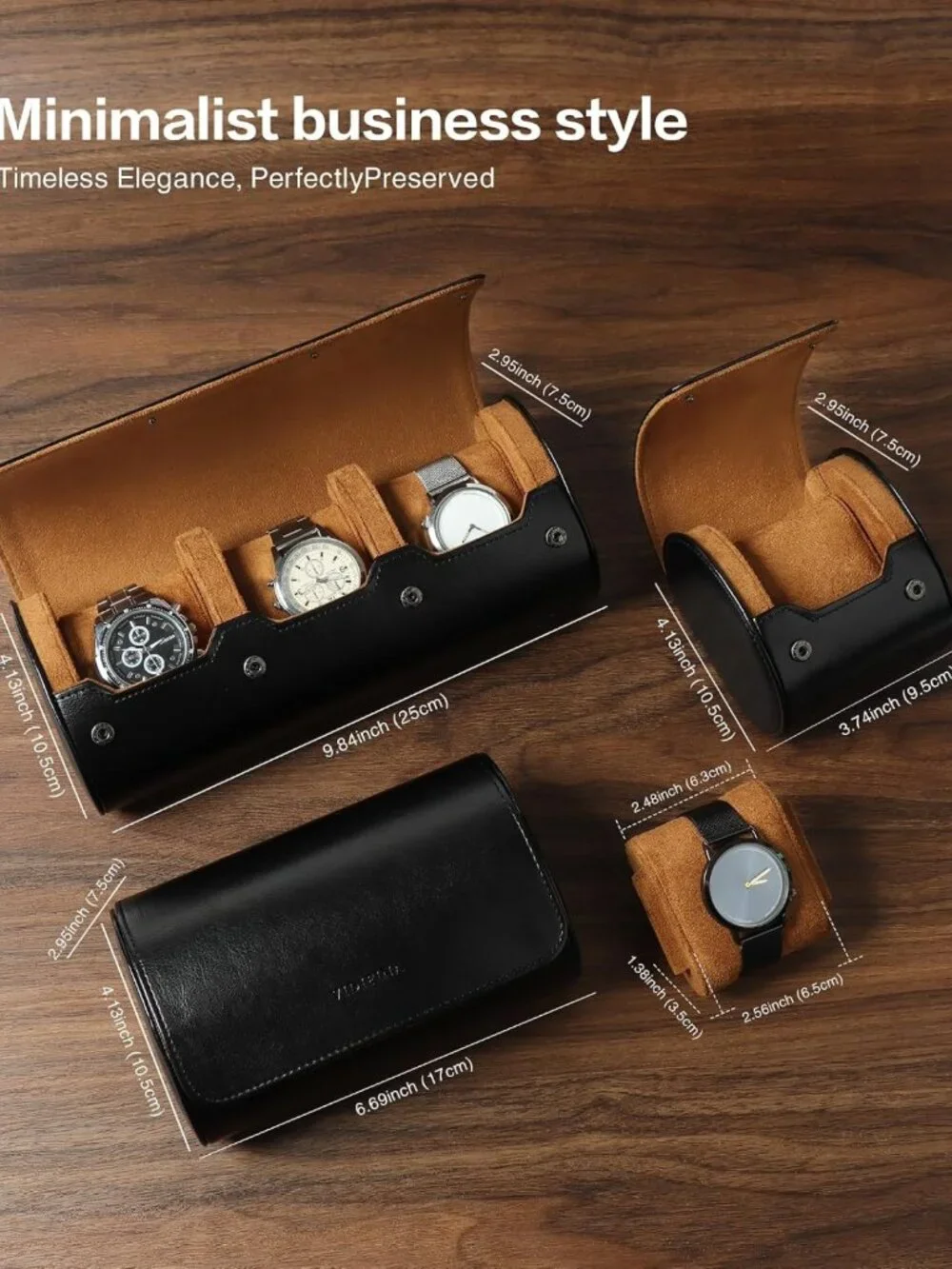 Stylish PU Leather Watch Travel Case for 1-3 Watches, Odor-Free & Gift-Ready